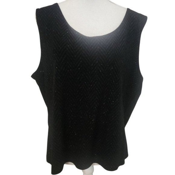 Apostrophe Black Sleeveless Scoop Neck Tank Top 2X - Picture 2 of 11